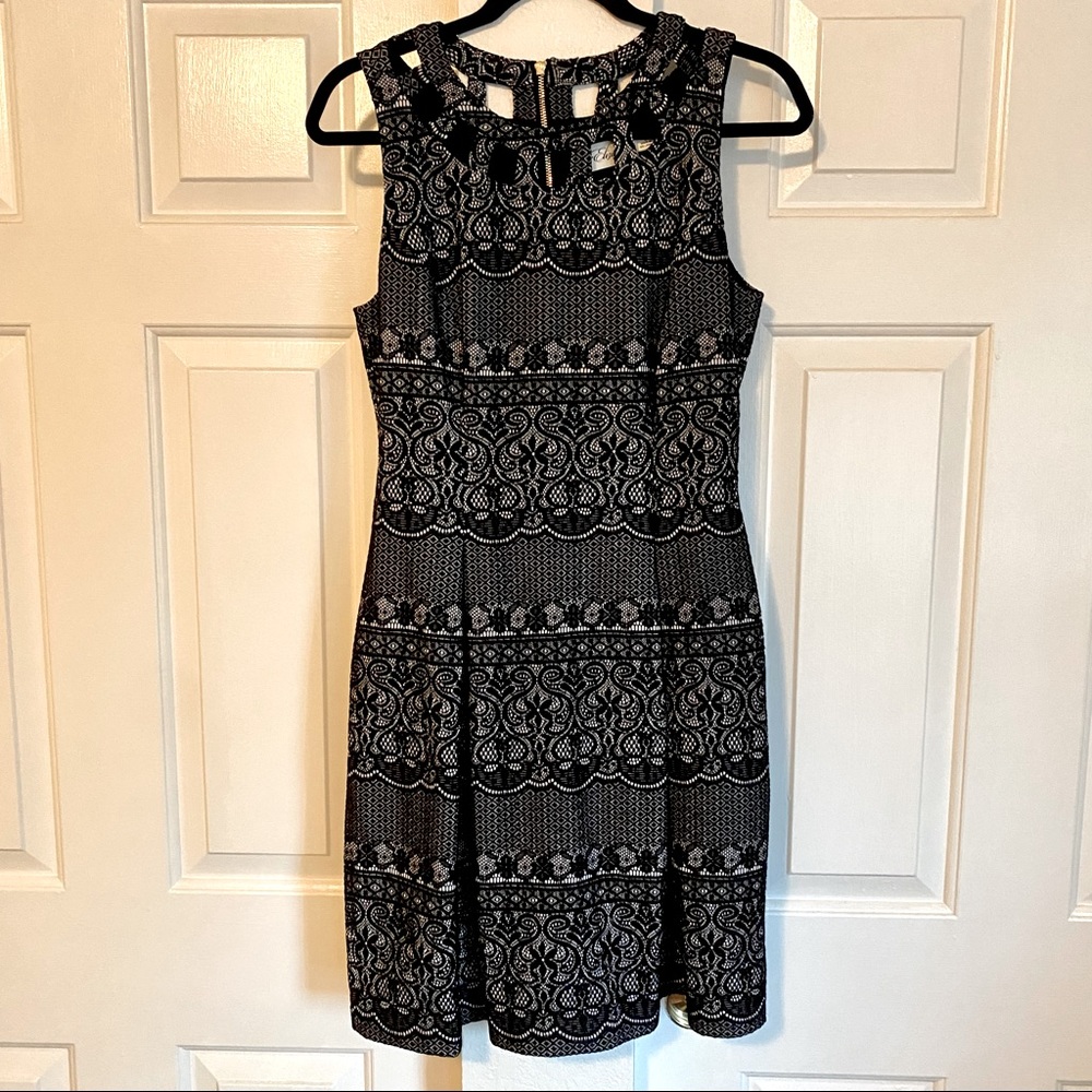 Black and White Fit & Flare Dress - Size 8